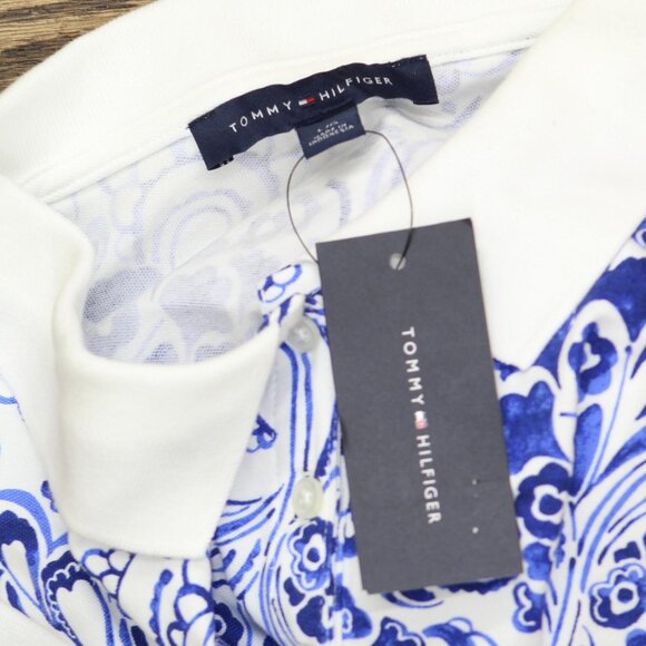 NWT Tommy Hilfiger Sleeveless Fountain Floral Polo Shirt Provence Multi Blue L - Picture 6 of 8